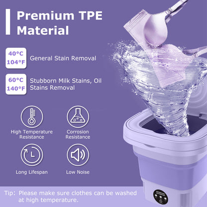 Portable Foldable Washing Machine – Mini Laundry Washer with Drain Basket