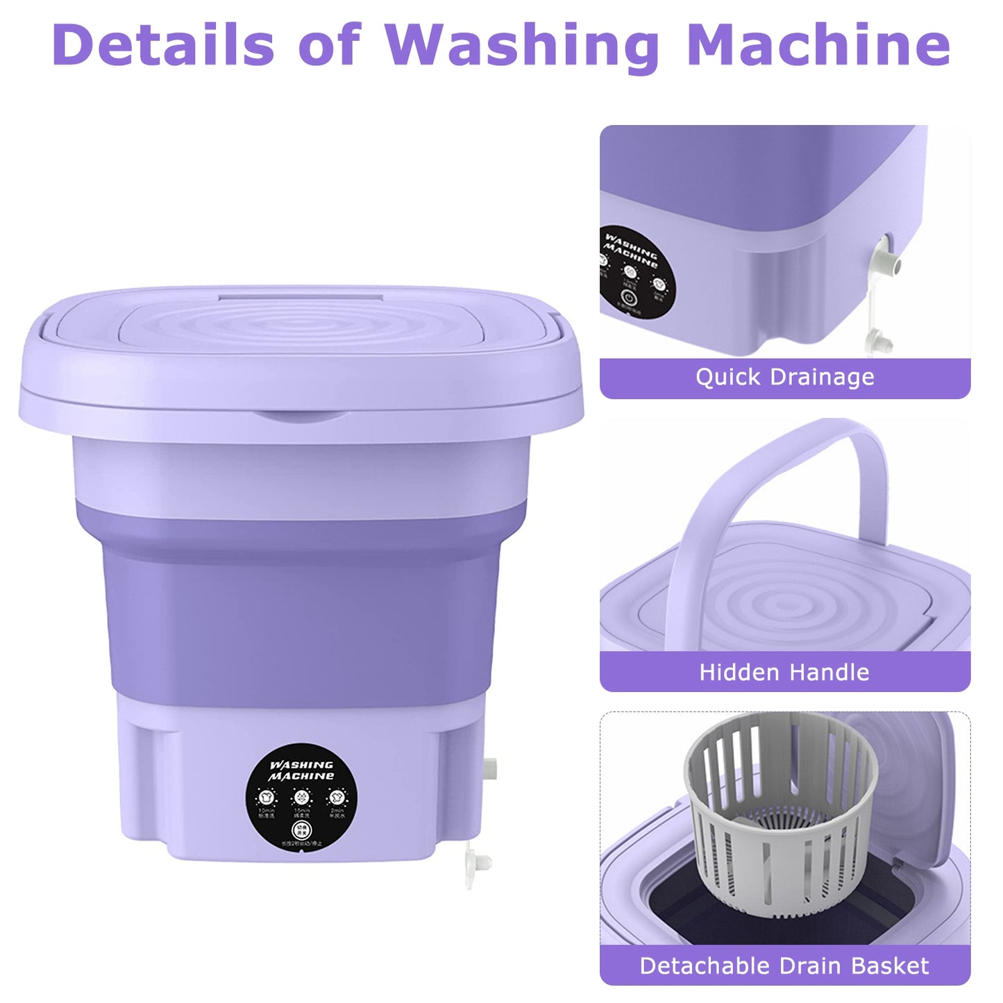 Portable Foldable Washing Machine – Mini Laundry Washer with Drain Basket