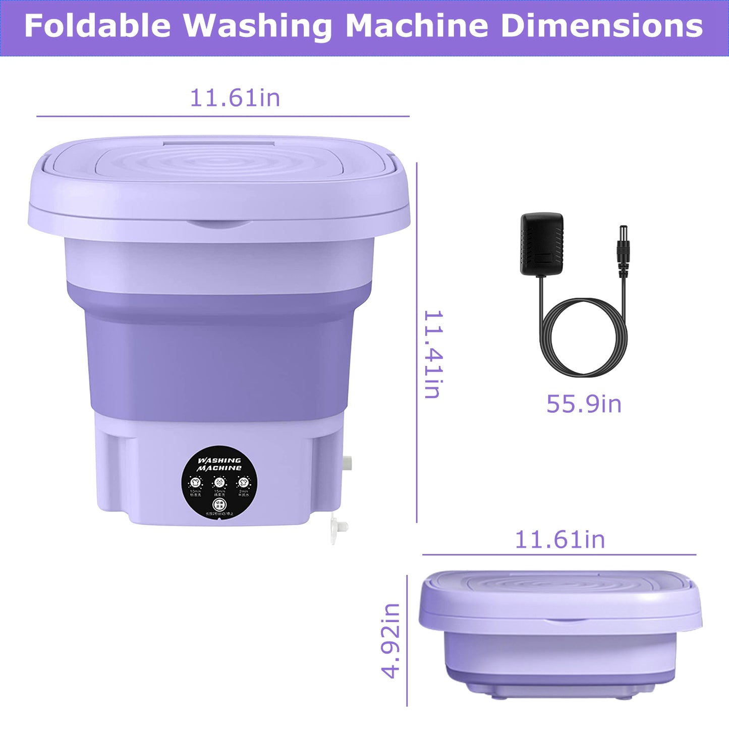 Portable Foldable Washing Machine – Mini Laundry Washer with Drain Basket