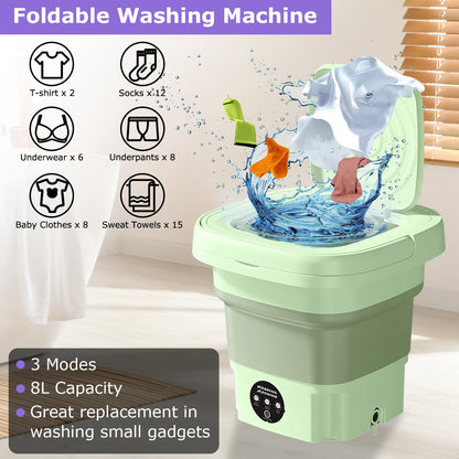 Portable Foldable Washing Machine – Mini Laundry Washer with Drain Basket