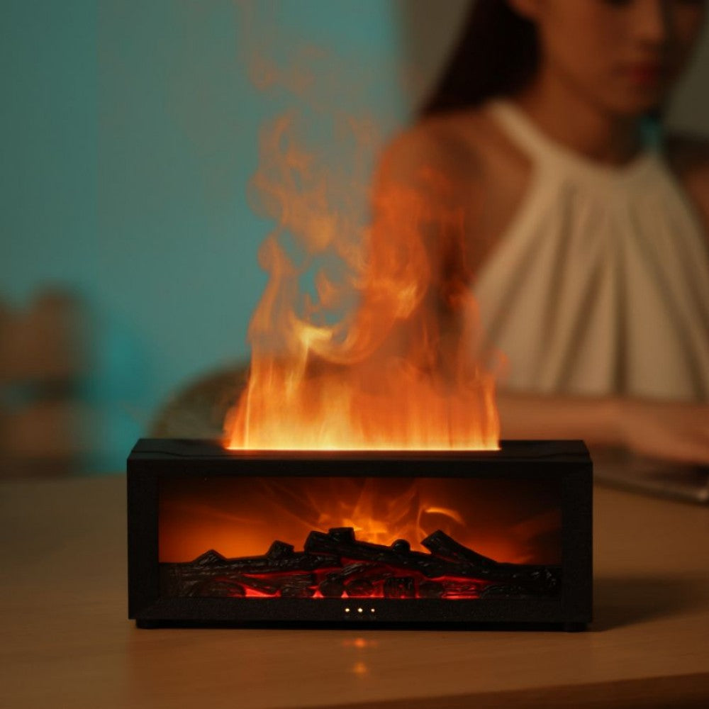 Fireplace Flame Aroma Diffuser – LED Simulation Aromatherapy Humidifier